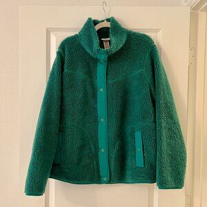 LL Bean Green Sherpa Shearling Fleece Jacket, NEW